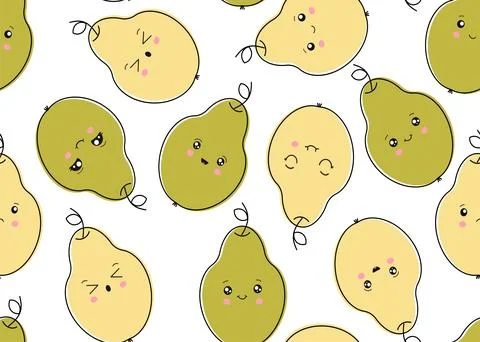 Seamless pattern green pears on a white background.Vector illustration for your Illustrazione stock