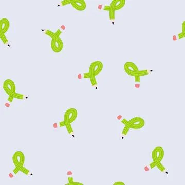 Seamless pattern green pencil bending into flexible loop symbolizing creativi イラスト素材