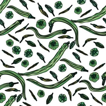 Seamless pattern with green peppers. Stock Illustration