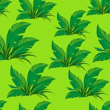 Seamless Pattern, Green Plants Stock Illustration