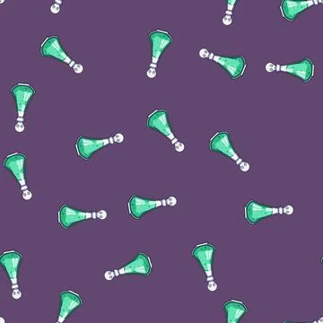 Seamless pattern Green poison potion bottle with skull stopper Stock Illustration