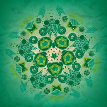 Seamless pattern of  green rounded geometric shapes Stock Illustration