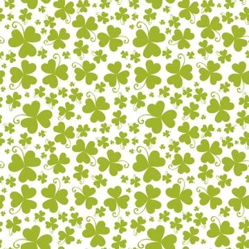 Seamless Pattern With Green Shamrock Leaves Ornament, Clover Background For Illustrazione stock