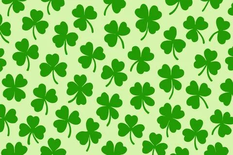 Seamless Pattern of Green Shamrocks on Light Green Background Illustrazione stock