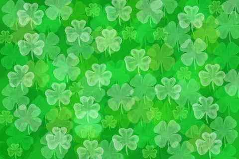 Seamless pattern of green shamrocks symbolizing luck and Saint Patrick's Day. Stock Illustration