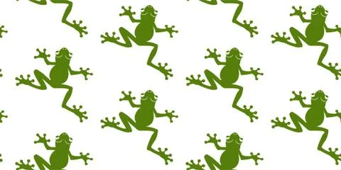 Seamless pattern of green silhouettes frogs Stock Illustration