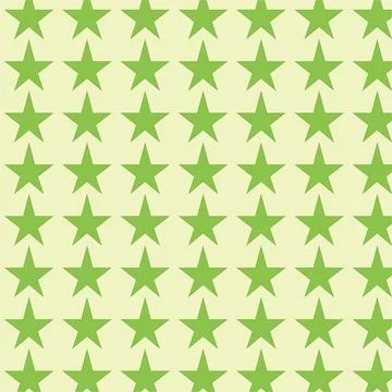 Seamless pattern of green stars on a light yellow background Stock Illustration