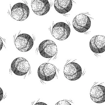 Seamless pattern green tennis ball sketch hand drawn 스톡 일러스트