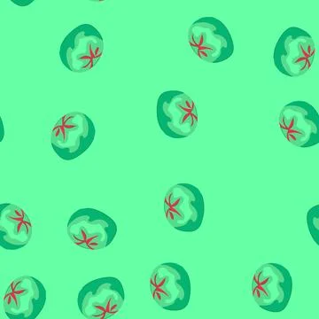 Seamless pattern green tomato vegetable drawing for healthy ingredient Stock Illustration