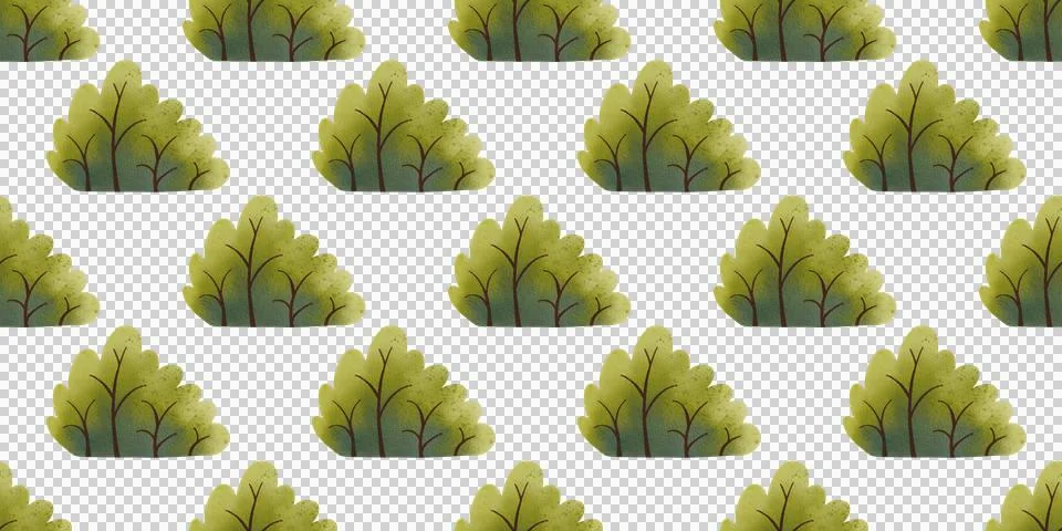 Seamless pattern with green trees. Children's hand-drawn watercolor illustration Stock Illustration