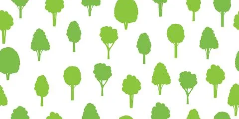 Seamless pattern from green trees. Ecological concept. Isolated objects. Stock Illustration
