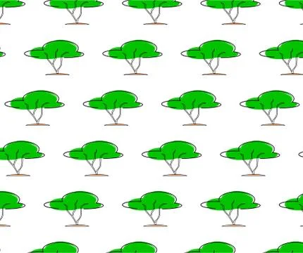 Seamless pattern of green trees Stock Illustration
