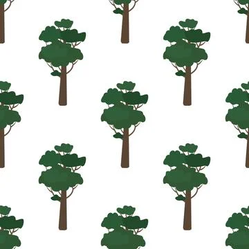 Seamless pattern with green trees Stock Illustration