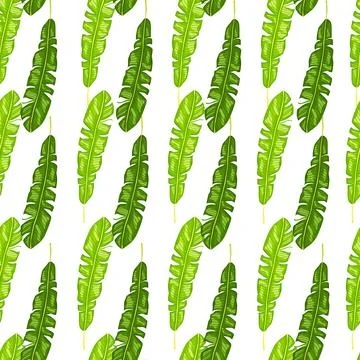 Seamless pattern with green tropic leaf silhouettes. Illustrazione stock