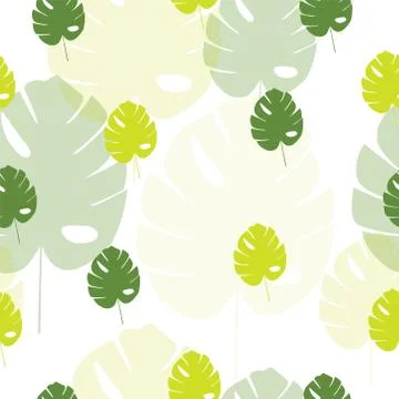 Seamless pattern with green tropical leaves vector Stock Illustration