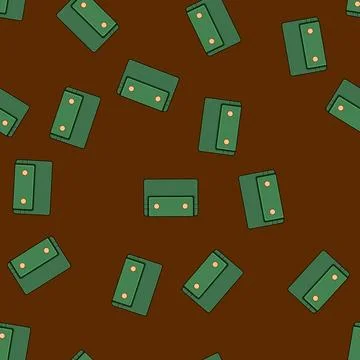Seamless pattern Green wallet representing financial security and travel Stockillustratie