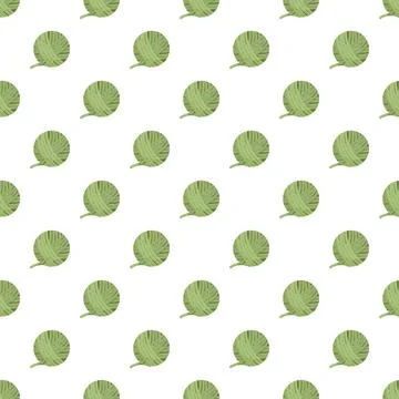 Seamless pattern with green yarn fiber balls Stock Illustration