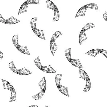 Seamless pattern greenback dollar bill sketch hand drawn Stock Illustration