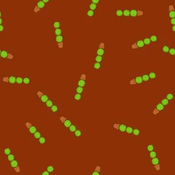 Seamless pattern greenery artificial plant cartoon vector イラスト素材