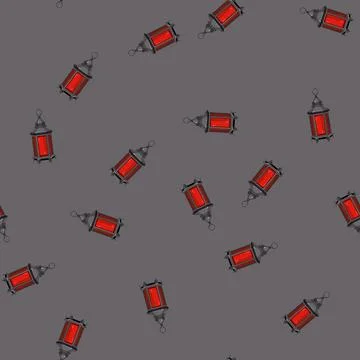 Seamless pattern greeting arabic lantern cartoon vector 스톡 일러스트