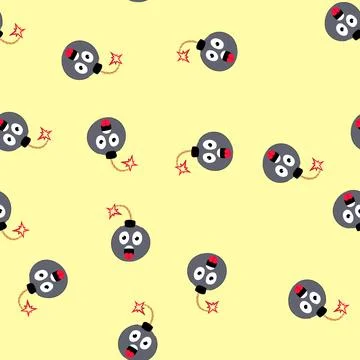 Seamless pattern grenade bomb character cartoon vector イラスト素材