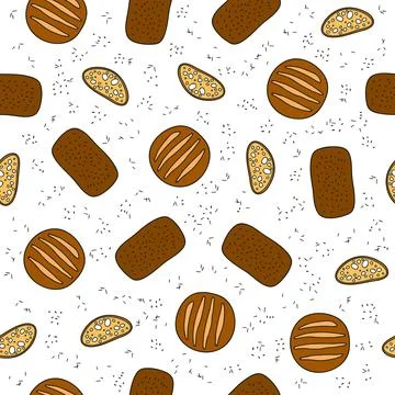 Seamless pattern with grey, black bread. Stock Illustration