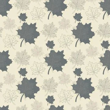 Seamless pattern with grey leaf,abstract leaf,leaf fall Stock Illustration