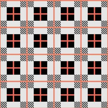 Seamless Pattern Grey Pink Black Plaid Scotland Stock Illustration