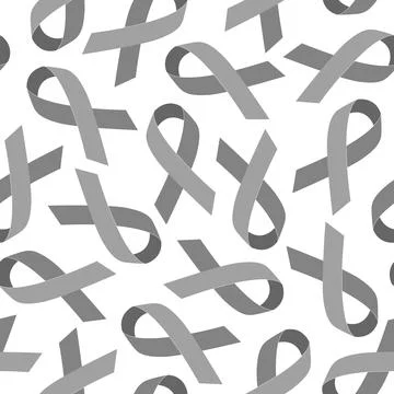 Seamless pattern with grey ribbons. Brain Cancer Awareness Stock Illustration