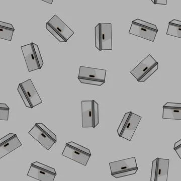 Seamless pattern Grey storage box for organizing household items Stock Illustration