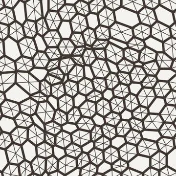 Seamless pattern in a grid of polygons with lines 스톡 일러스트
