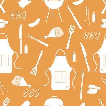 Seamless pattern with grill, barbecue tools. BBQ Stock Illustration
