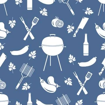 Seamless pattern with grill, barbecue tools. BBQ Stock Illustration