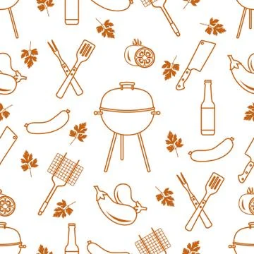 Seamless pattern with grill, barbecue tools. BBQ Stock Illustration
