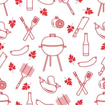 Seamless pattern with grill, barbecue tools. BBQ Illustrazione stock