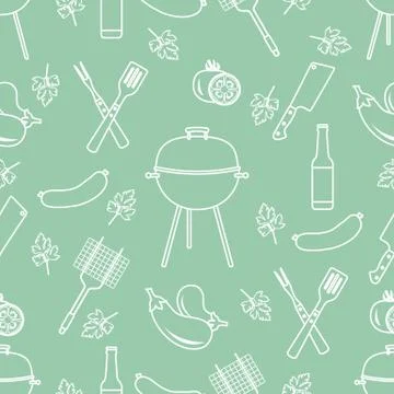 Seamless pattern with grill, barbecue tools. BBQ Stock Illustration