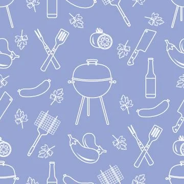 Seamless pattern with grill, barbecue tools. BBQ Stock Illustration