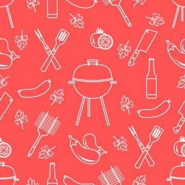 Seamless pattern with grill, barbecue tools. BBQ Stock Illustration