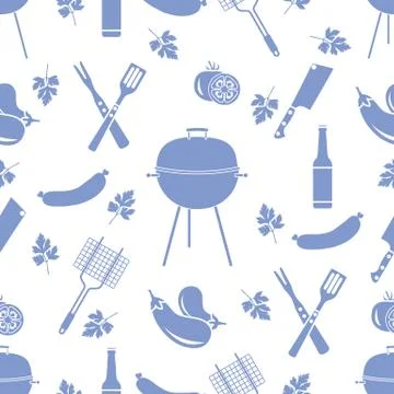 Seamless pattern with grill, barbecue tools. BBQ Stock Illustration