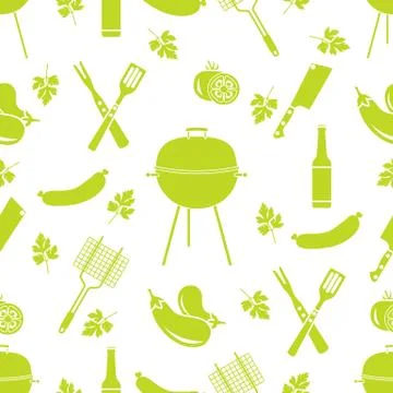 Seamless pattern with grill, barbecue tools. BBQ Illustrazione stock