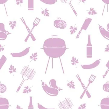 Seamless pattern with grill, barbecue tools. BBQ Stock Illustration