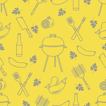 Seamless pattern with grill, barbecue tools. BBQ Stock Illustration