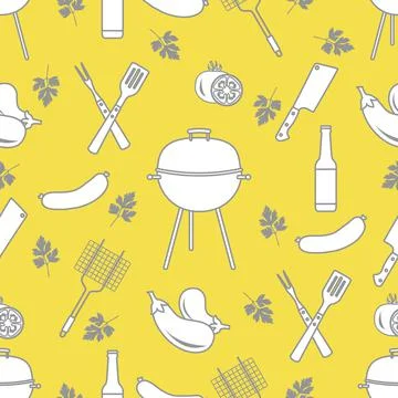 Seamless pattern with grill, barbecue tools. BBQ Stock Illustration