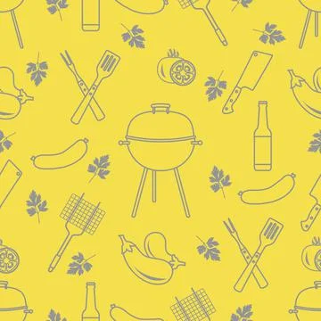 Seamless pattern with grill, barbecue tools. BBQ Stock Illustration