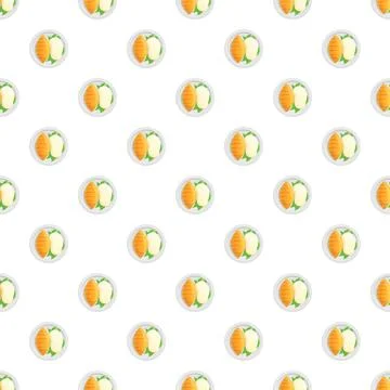 Seamless pattern with grilled chicken and mashed potatoes 库存插图