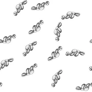 Seamless pattern grind cofeee bean sketch hand drawn Stock Illustration
