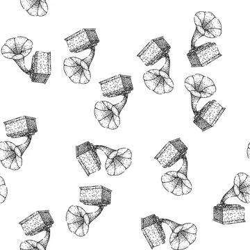 Seamless pattern groove gramophone sketch hand drawn Stock Illustration