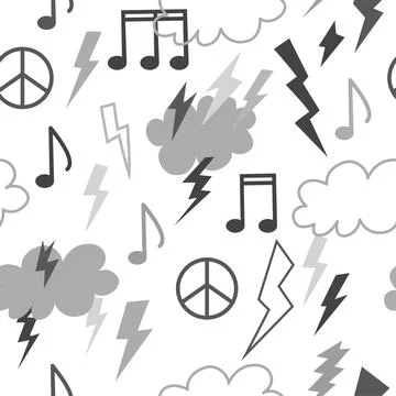 Seamless pattern with groove psychedelic music elements Stock Illustration