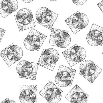 Seamless pattern groove vynil record sketch hand drawn Stock Illustration