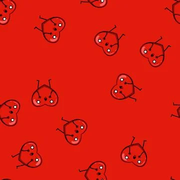 Seamless pattern groovy heart character cartoon vector Ilustração Stock